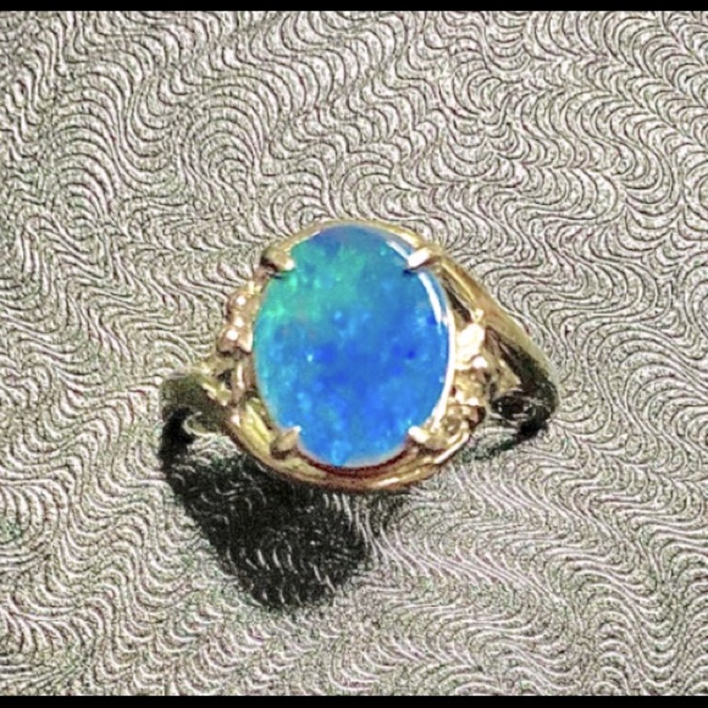 BLACK OPAL Sterling Silver Ring size 7 US wedding Engagement jewelry